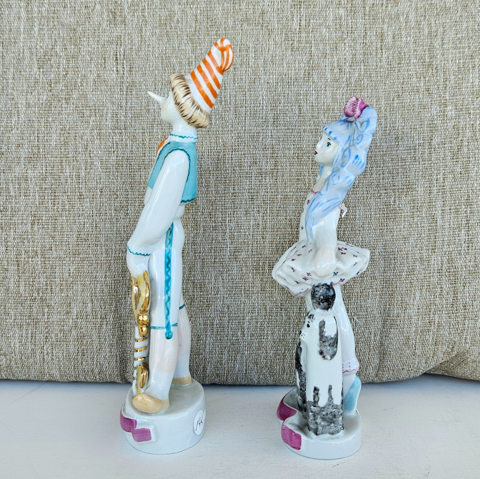Vintage USSR Kiev Porcelain Factory Buratino & Malvina Figurines Soviet Tale