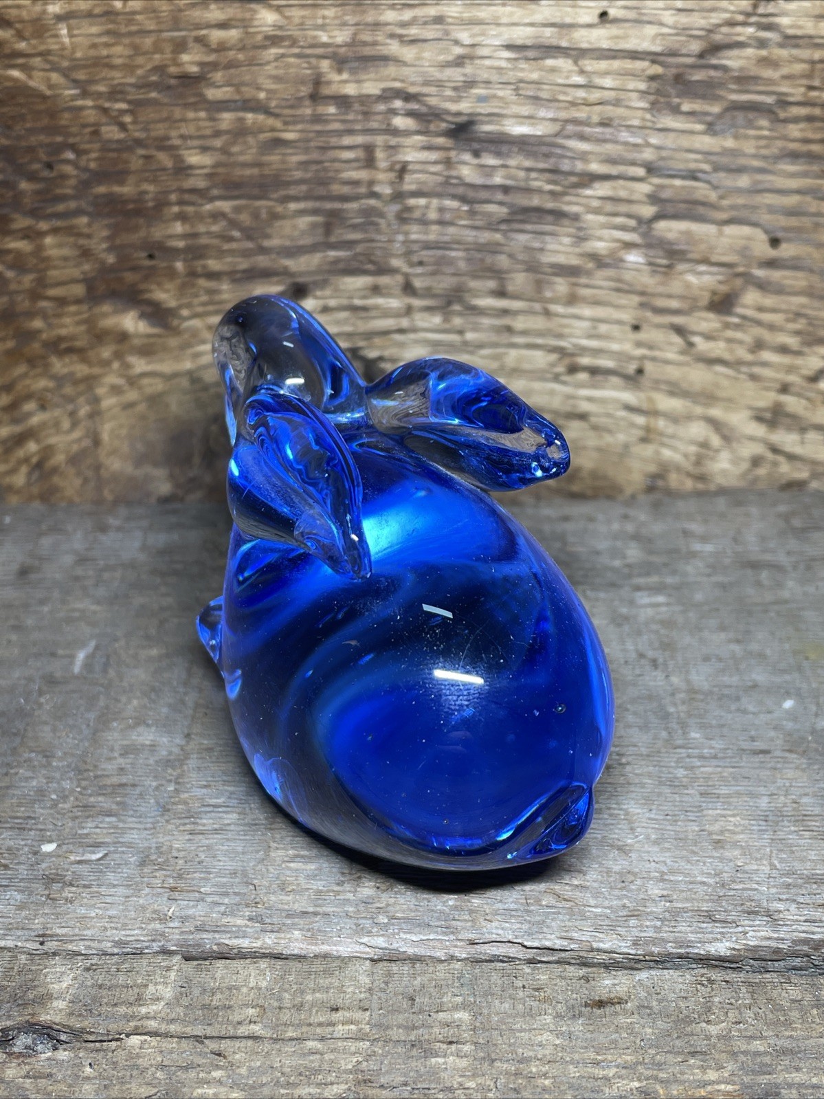 United States Commemorative Fine Art Gallery Blue Rabbit Blown Glass
