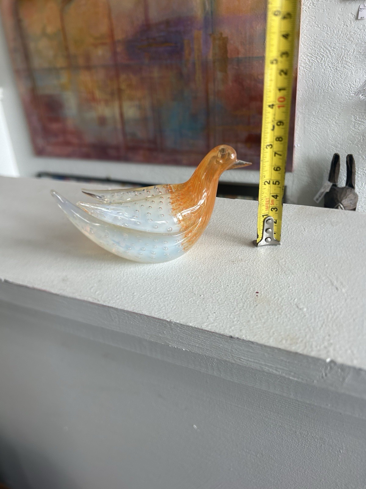 1960s Sculptural Dove Bird Art Glass Style Fratelli Toso Ital