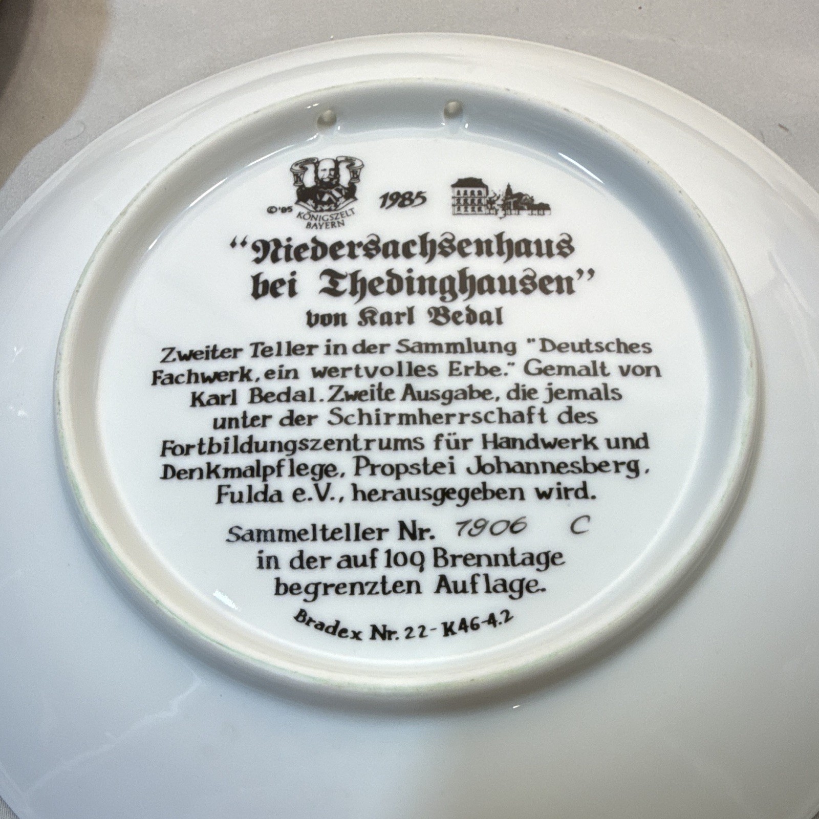 Vintage Set of 5 Konigszelt Bayern German House Plates Karl Bedal 1980s