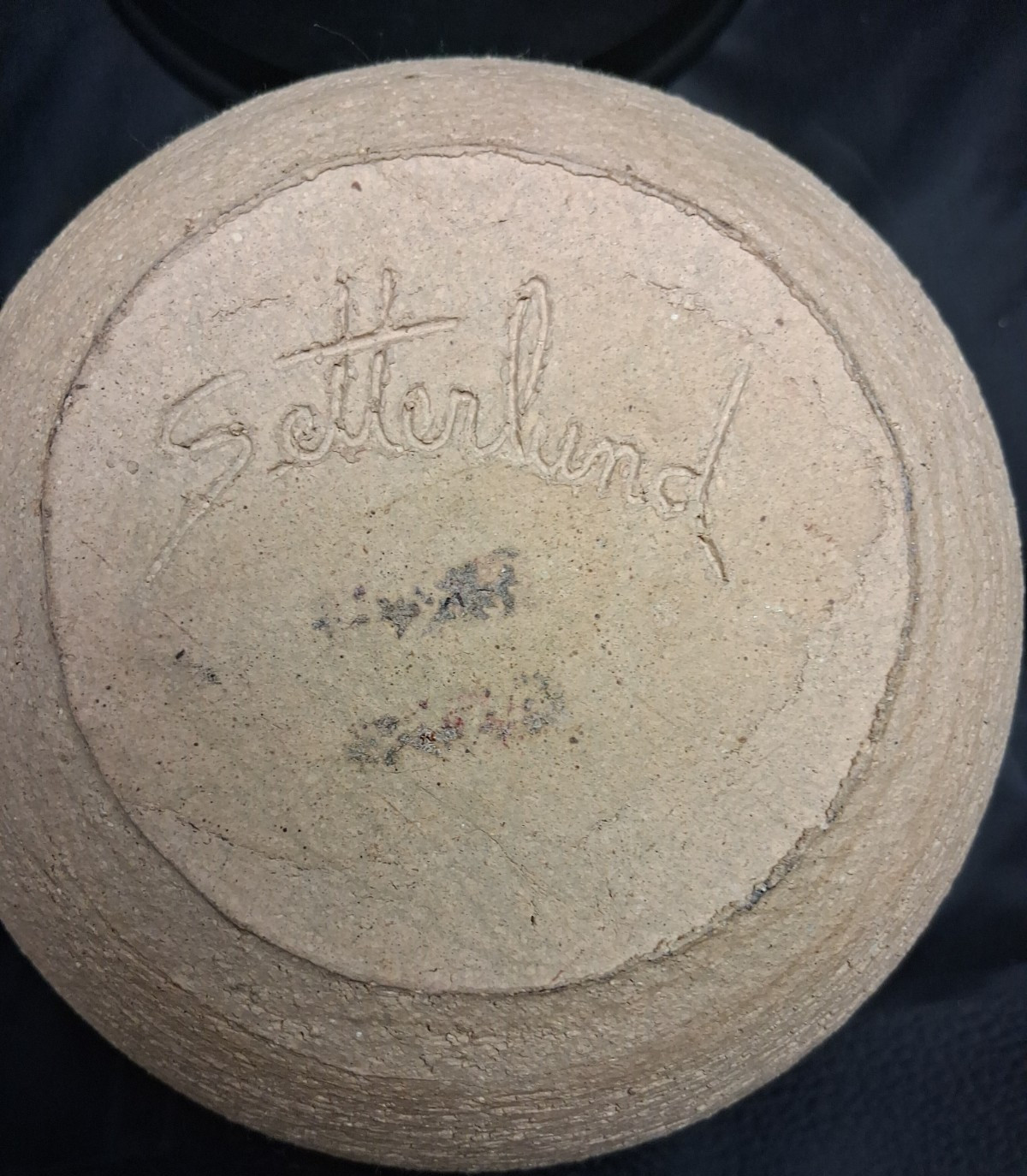 Studio Art Pottery with Abstract Glazed Figures, possibly Anthropomorphic