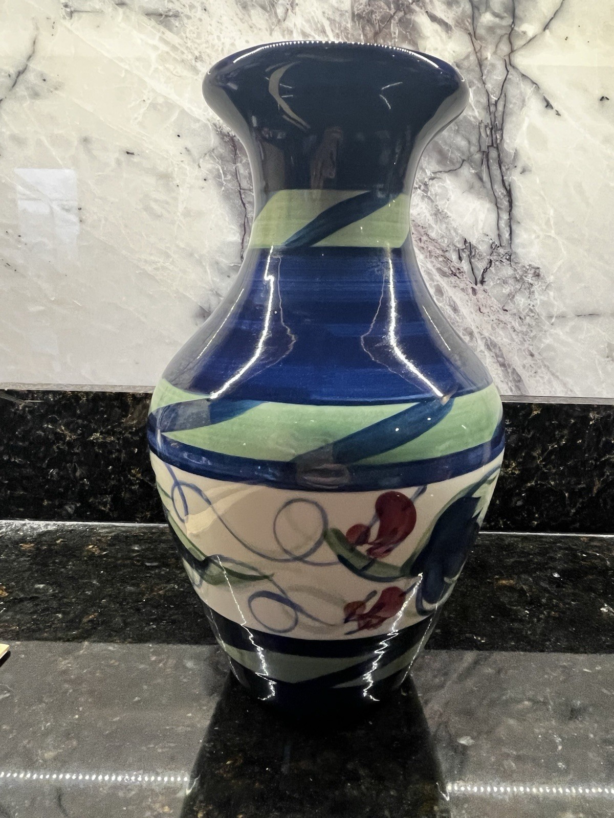 Gail Pittman Vintage Signed Pottery Hand painted 9 3/4”H X 3 3/4”O X6”