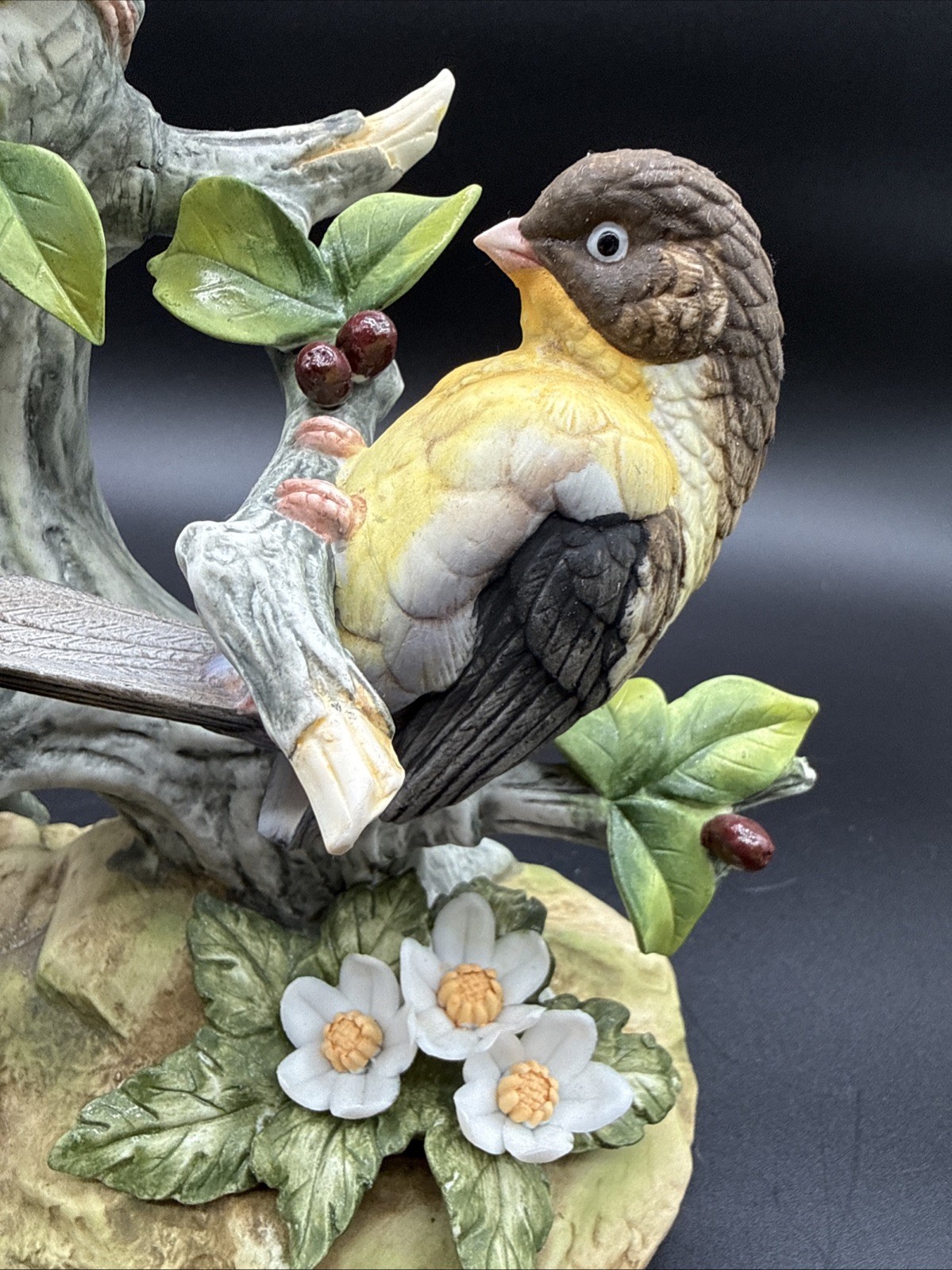 Andrea by Sadek Goldfinch porcelain bird figurine, hand painted, 11 in