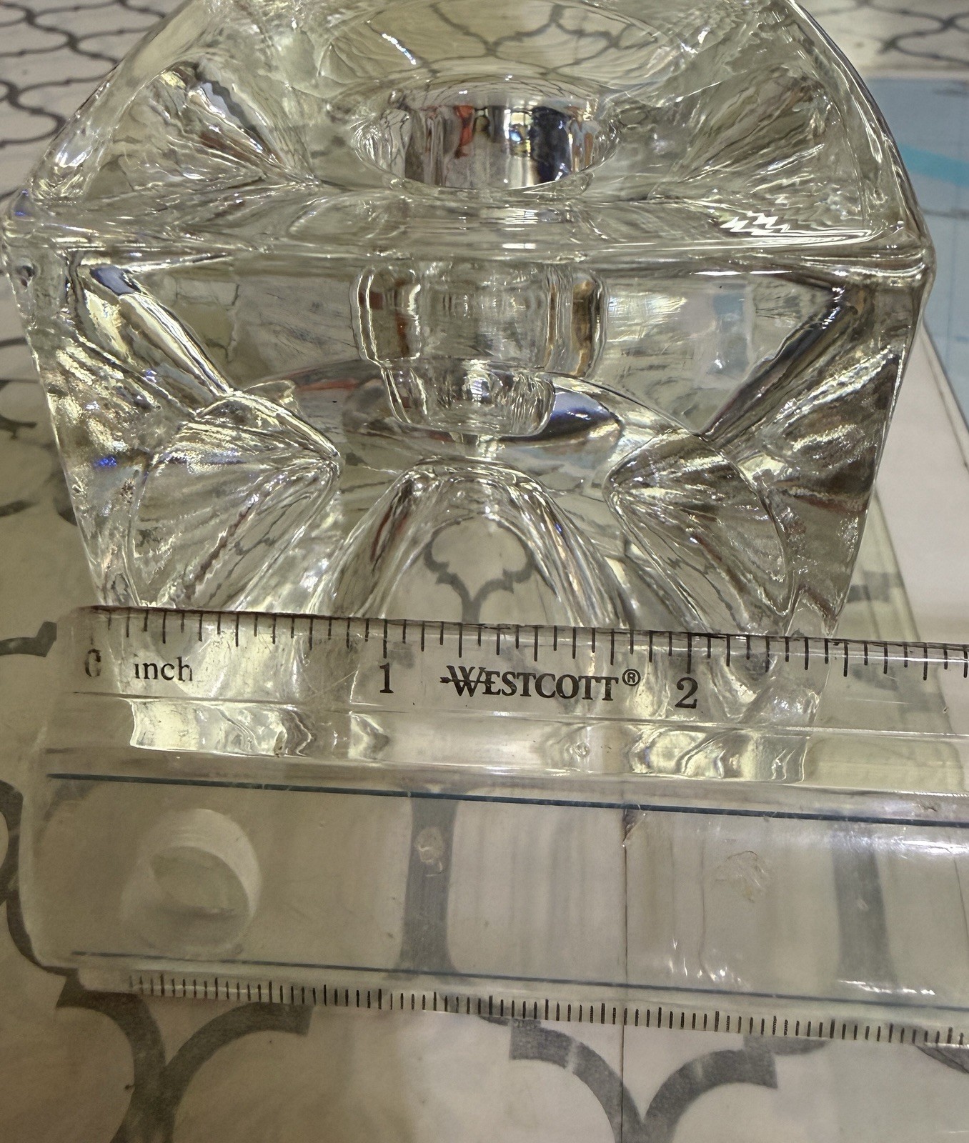 Vtg Czech Art Glass Square Cube Optic Candleholders by Rudolf Jurnikl Sklo Union