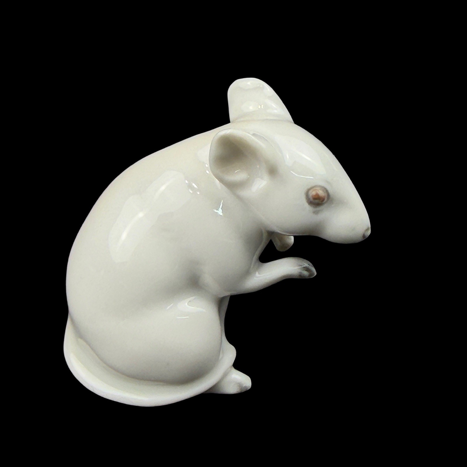 Rosenthal Germany Small Mouse Figurine White 1.5” Porcelain Glossy Rodent Rat