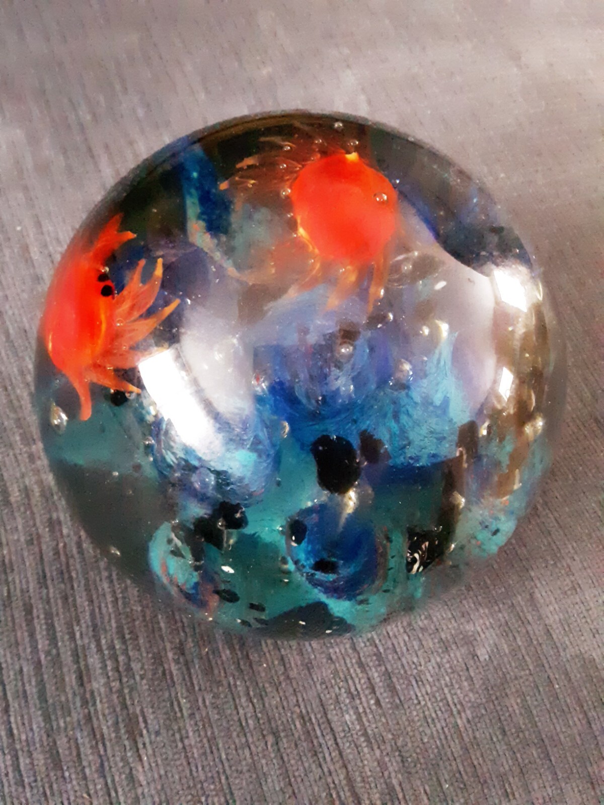 Art Glass Paperweight Sphere Underwater Scene Crabs Ocean Heavy 4 Lbs