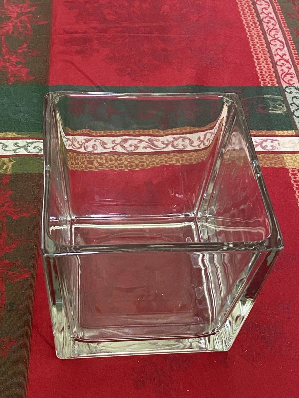 Square Clear Cube Vase Thick Heavy Candy Dish 6”