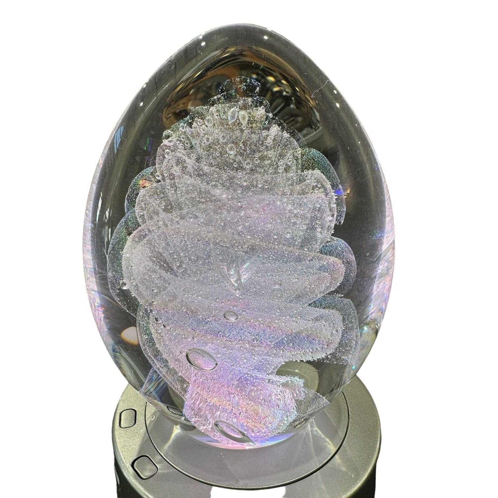 NEW Alabaster Small Paddle Crystal Dichroic Art Glass Paperweight S. Garrelts