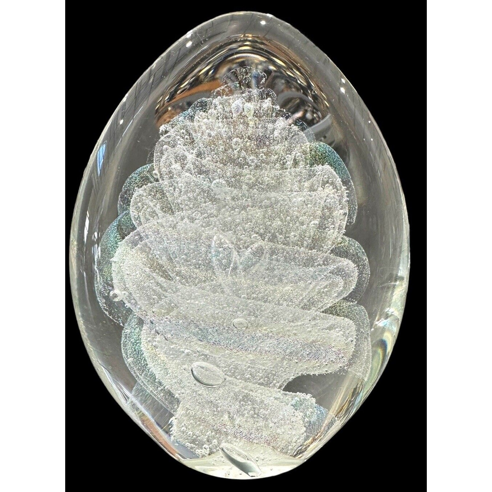 NEW Alabaster Small Paddle Crystal Dichroic Art Glass Paperweight S. Garrelts