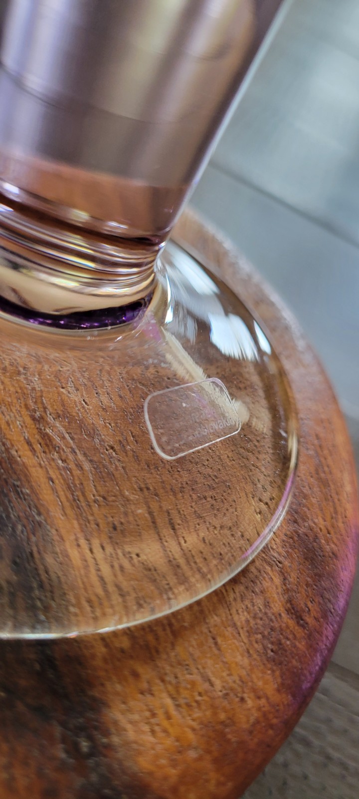 Set Of 2 Handmade Hand Blown Art Glass Purple/Clear Candlestick, Czechoslovakia