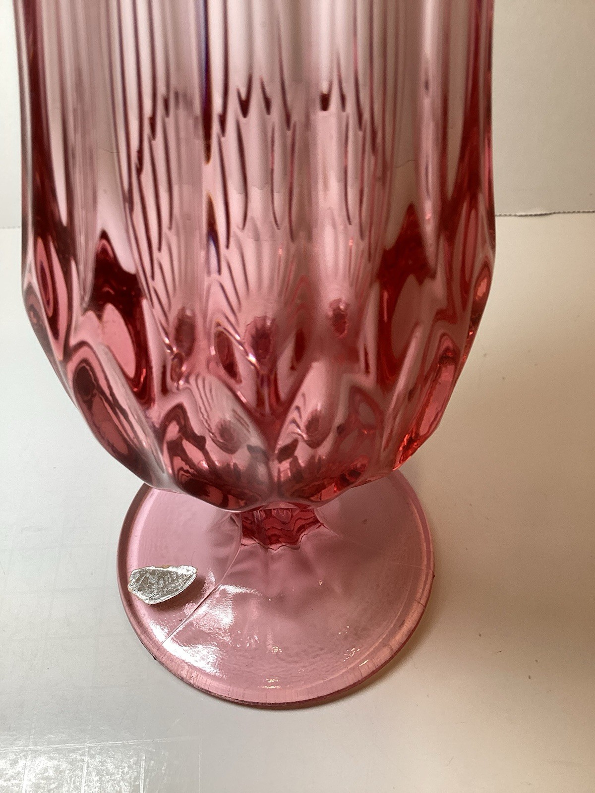 Fenton Colonial Pink Swung Vase Thumbprint Pattern #4453 – 17.5” Tall
