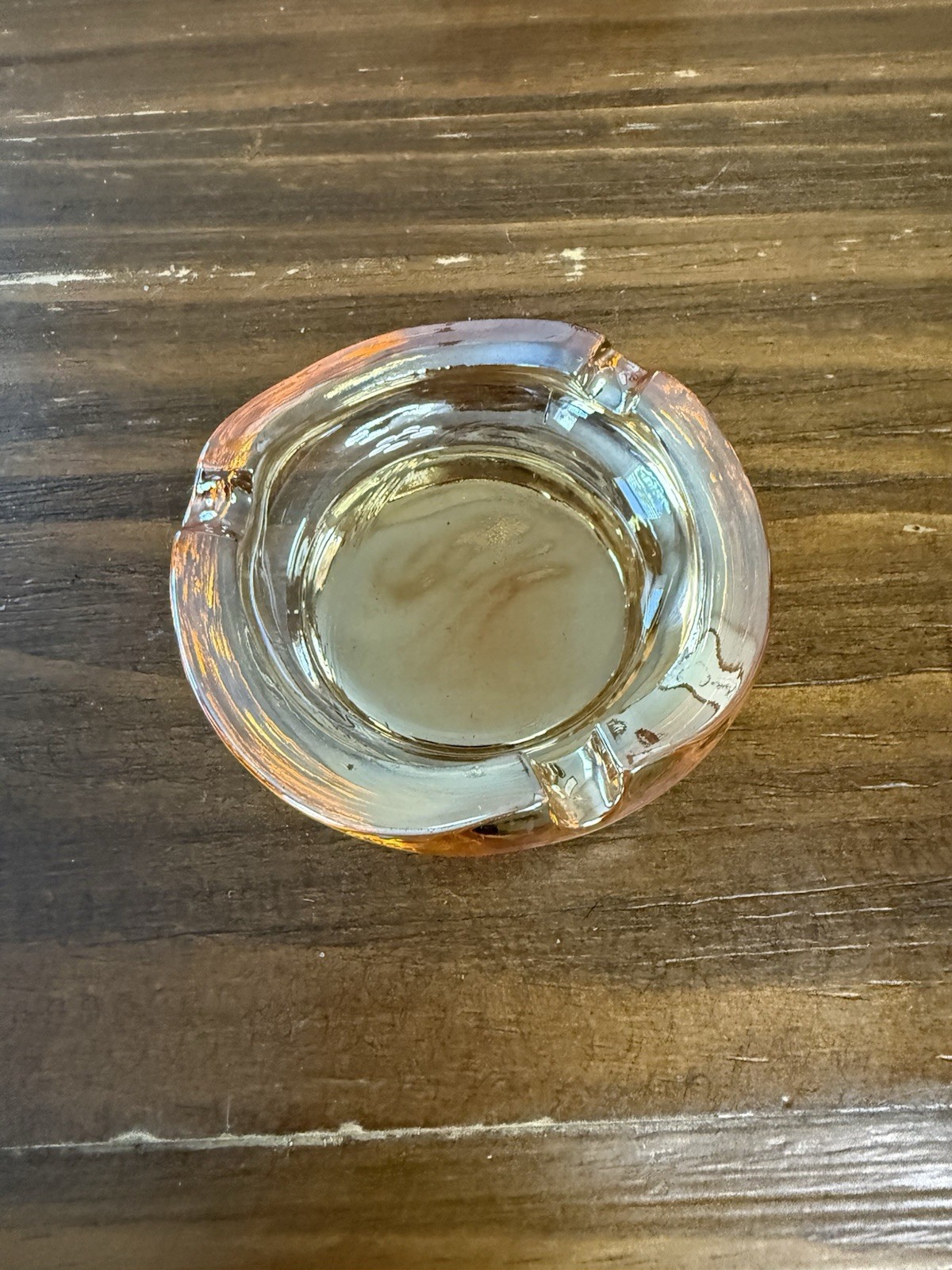 Vintage Peach/Marigold Carnival Glass Round Iridescent Round Ashtray 3.25 Inch