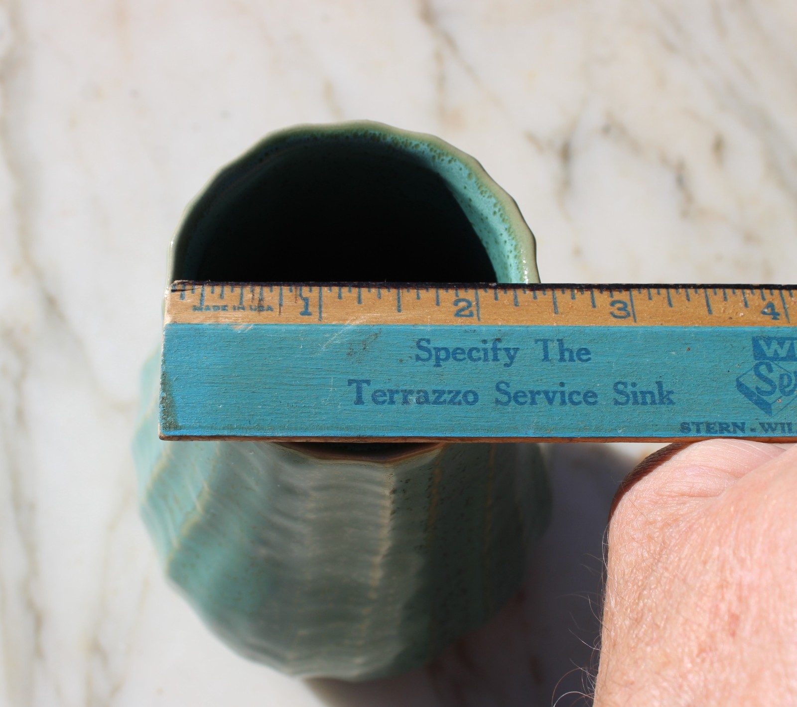 Textured Green Ceramic Vase Cactus Style Art Pottery by Vaarni