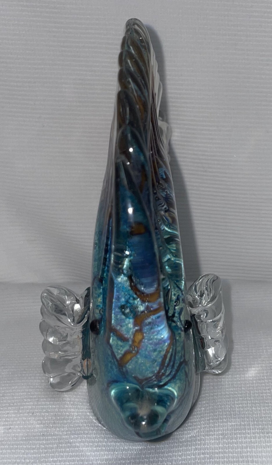 Vtg Art Glass Butterfly Fish Multi-Color Paper Weight 5 1/2 Inches High China