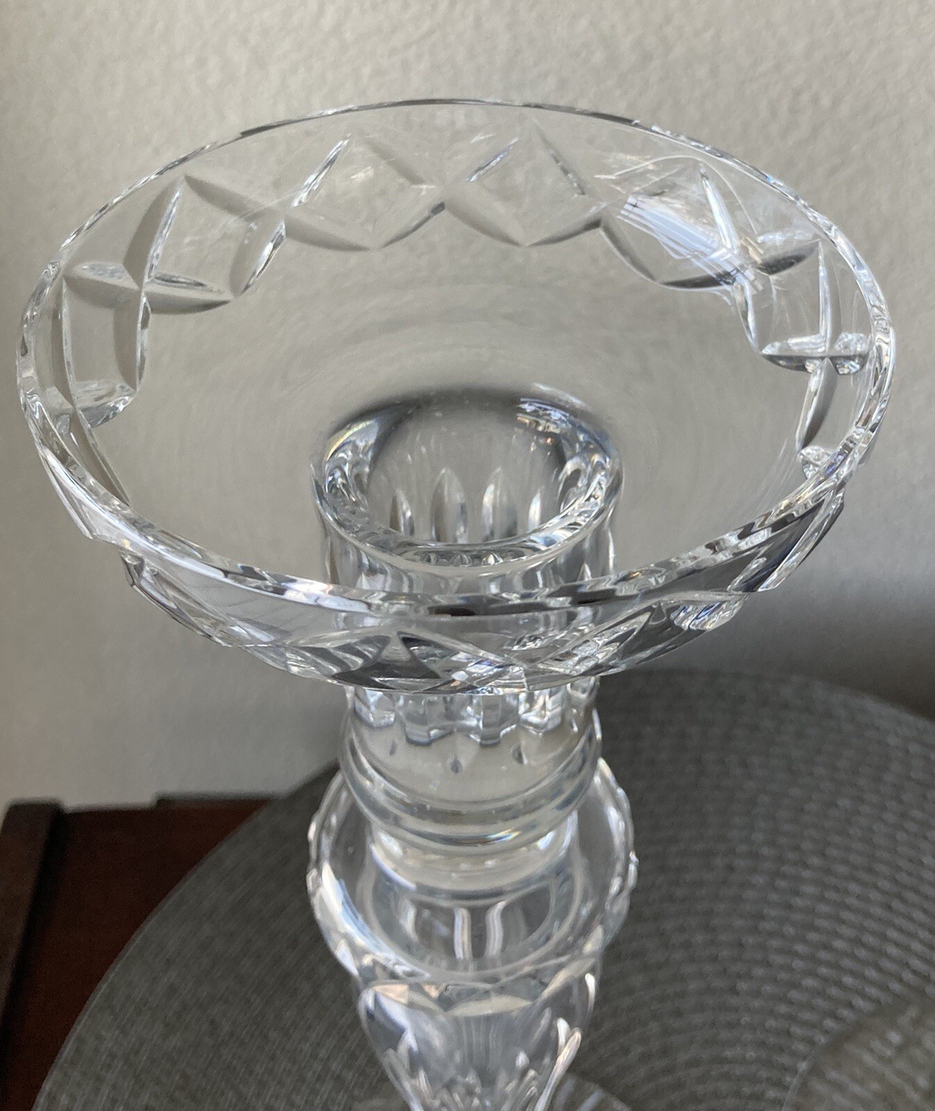 Design Guild Cut Crystal 12″ Candlestick Holders Etched Hungary Set Of 2