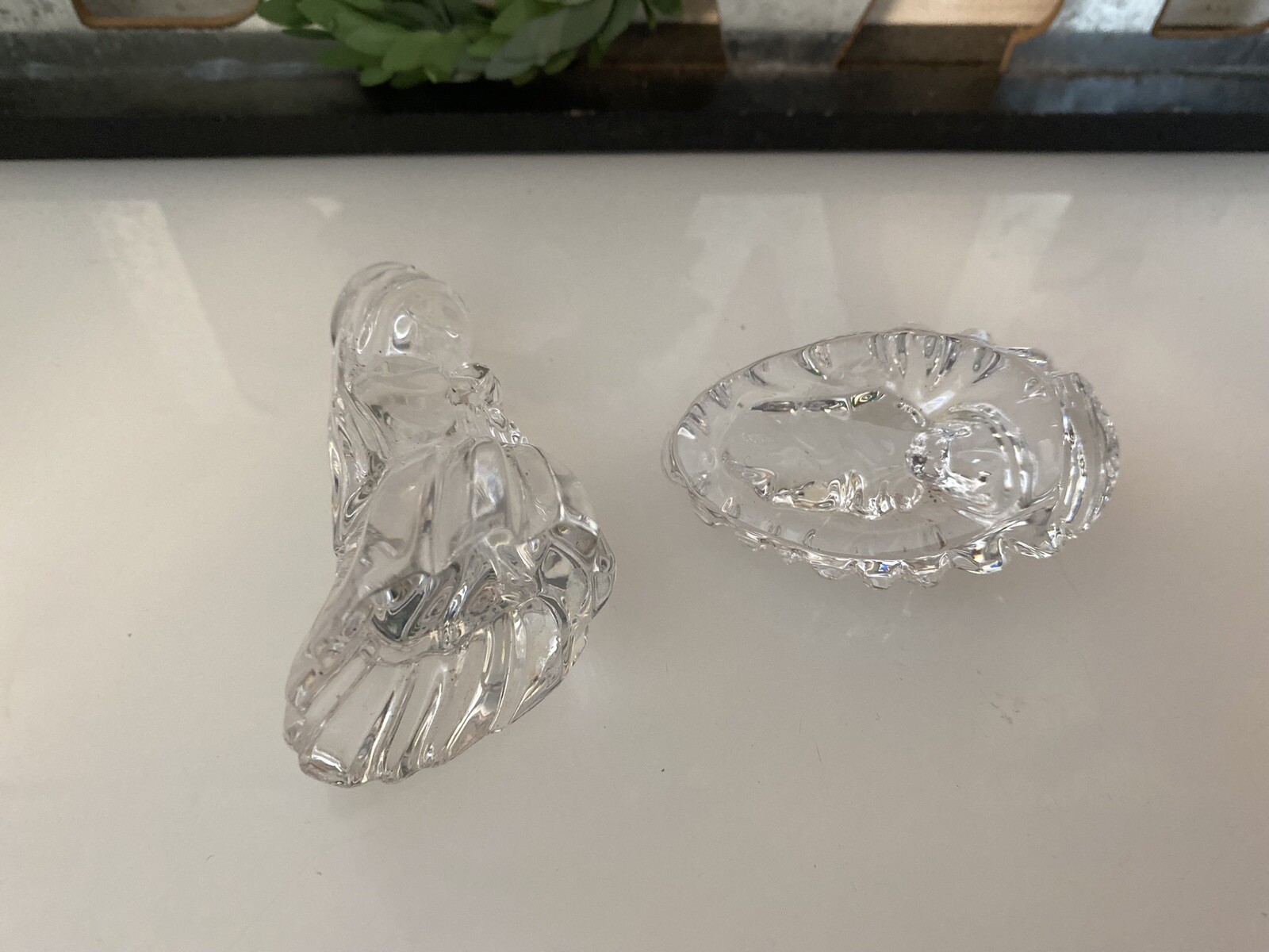 Waterford Marquis Nativity Mary & Baby Jesus Figurines Lead Crystal 2PC Set Vtg