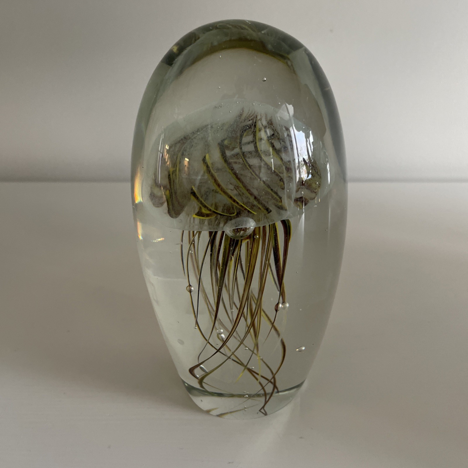 Large Glass Moon Jellyfish Sculpture 6” – Glows Under Black light