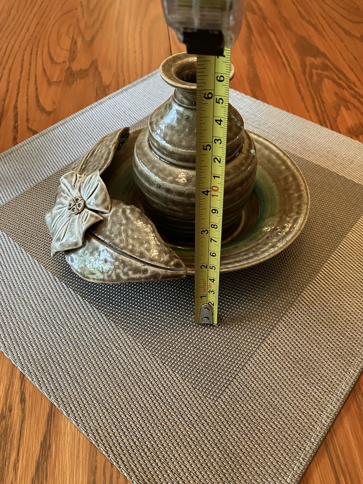 Vintage Studio candle holder vase /bowl One Piece Signed multi color Mid Century