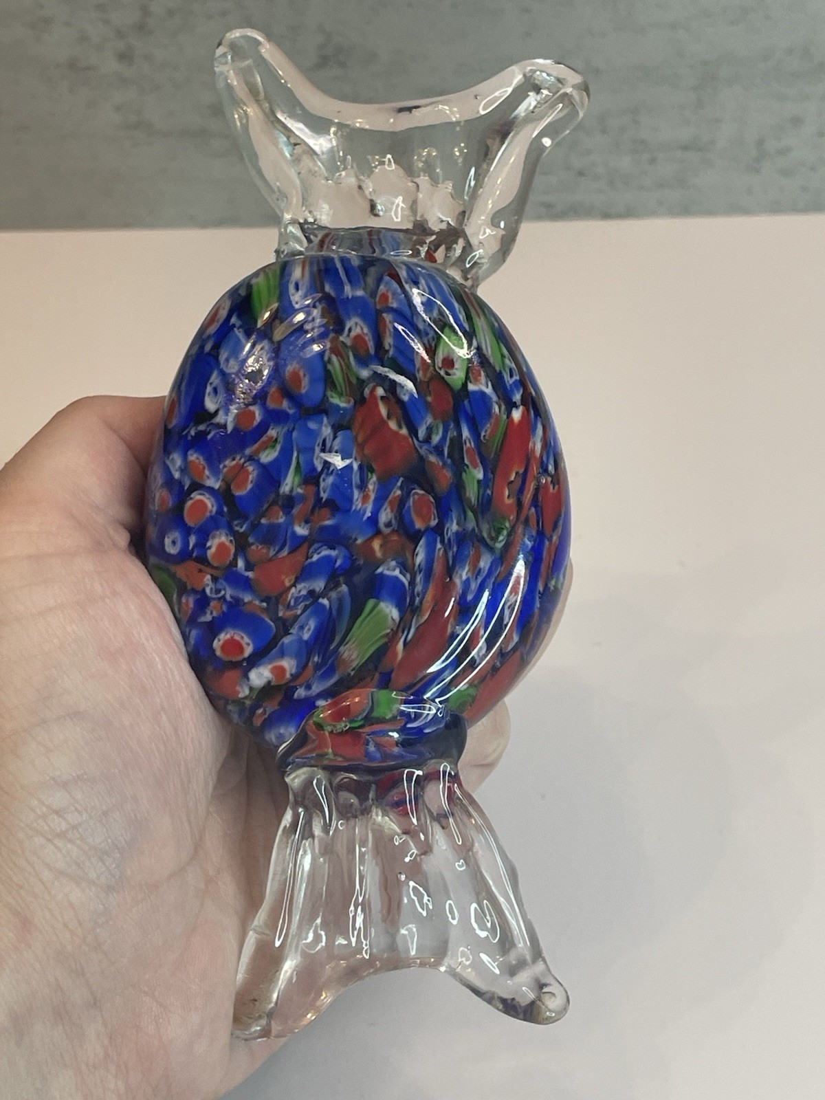Vtg Handblown Multi Colored Candy Art Glass Paperweight