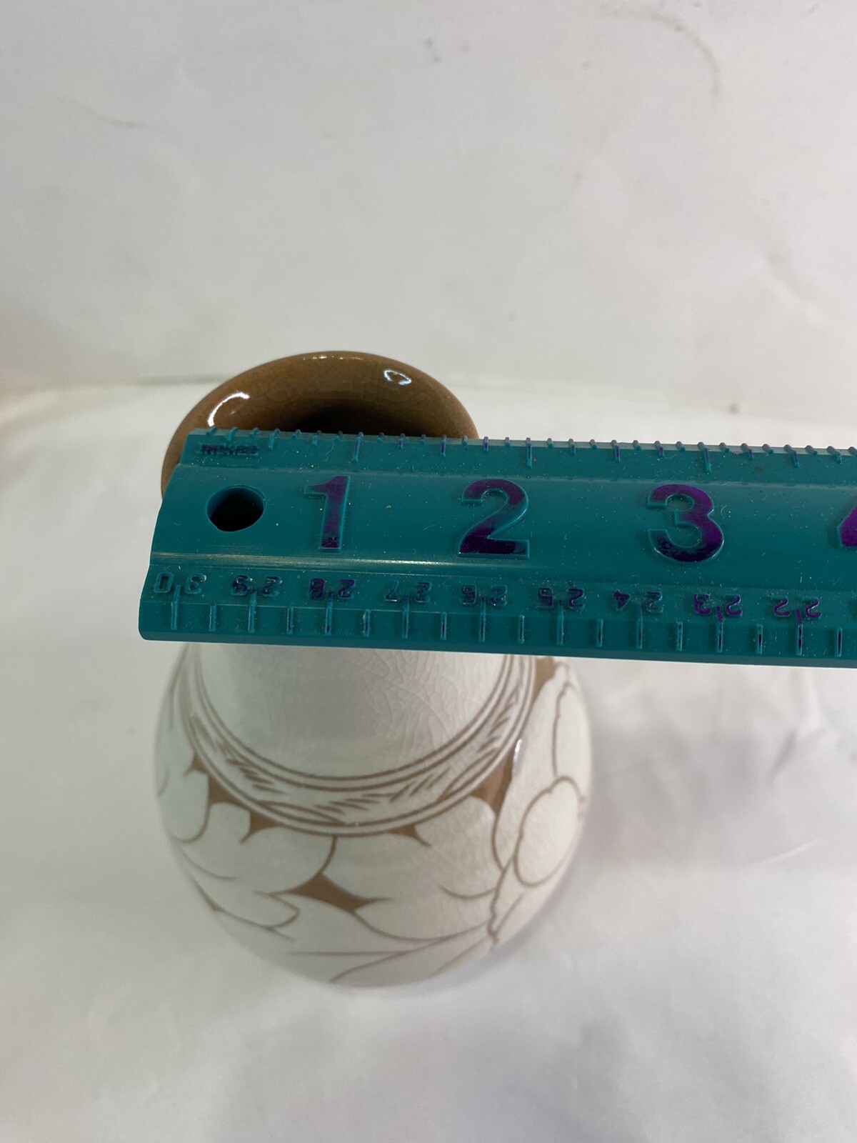 Brown And Cream Vase Floral Classic Crackle Glaze 6inch Flowers Leaves Cizhou