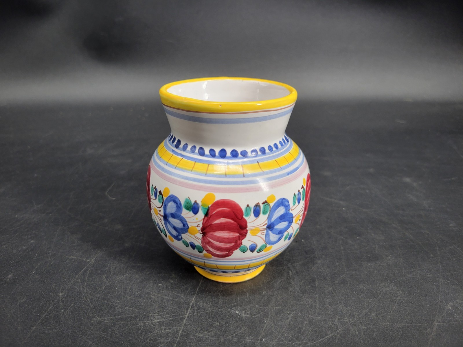Small Handmade Floral Pottery Vase 4.5 Inches Tall Signed By the Artist