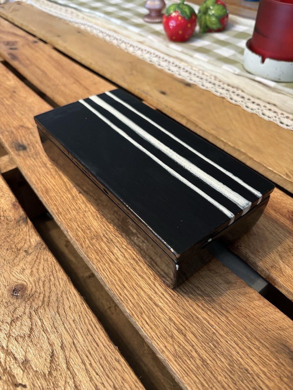 Vintage Rosenthal Netter Italy Ceramic Lidded Box Black White Mid-Century Modern