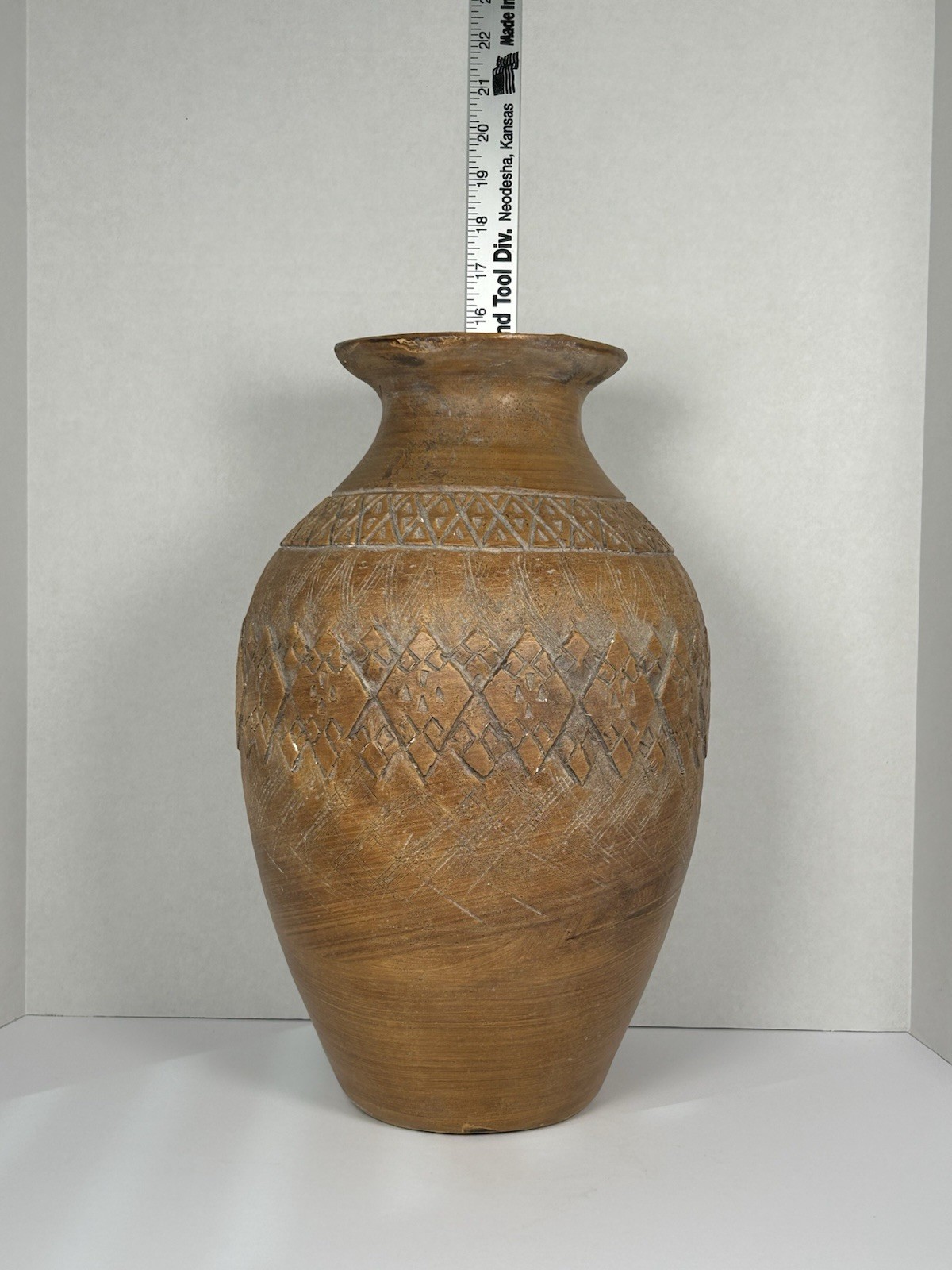 C Sig. Terracotta Pottery 15″ Floor Vase