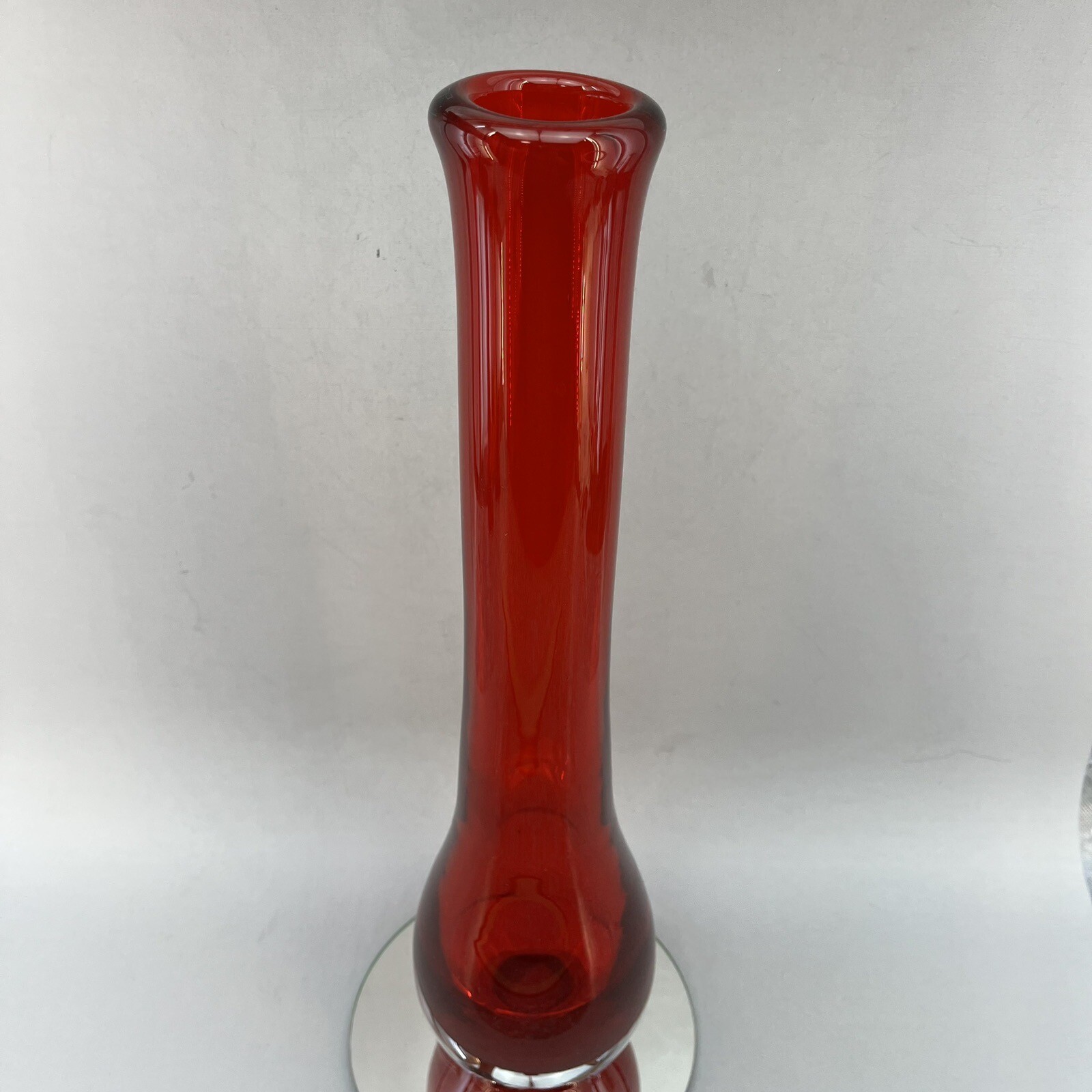 Vintage Design Guild ￼15” Ruby Red Modernist Glass Vase ￼Thailand ￼Cranberry