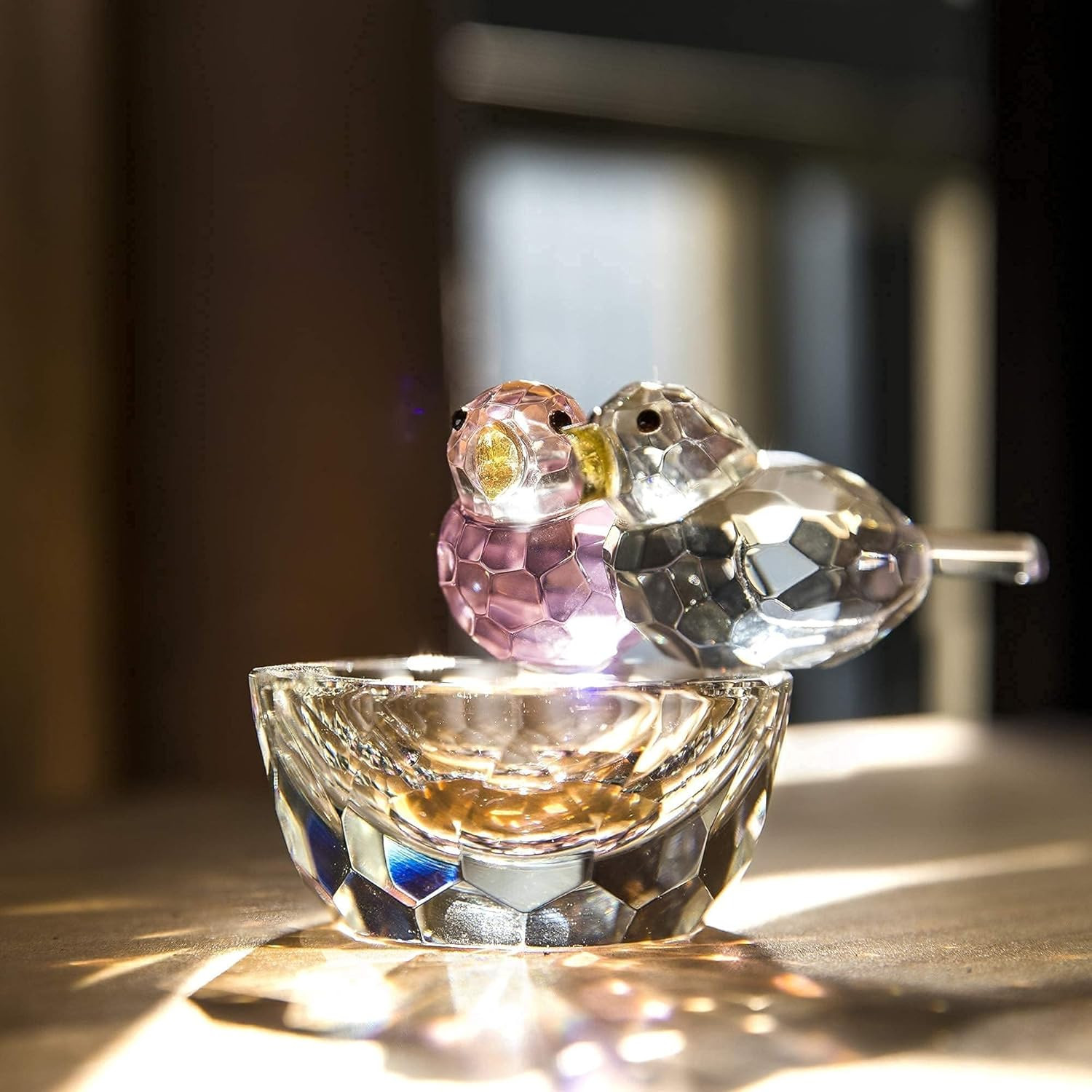 3.3” Crystal Bird Figurine Collectible Art Glass Animal Figurines Table Home De