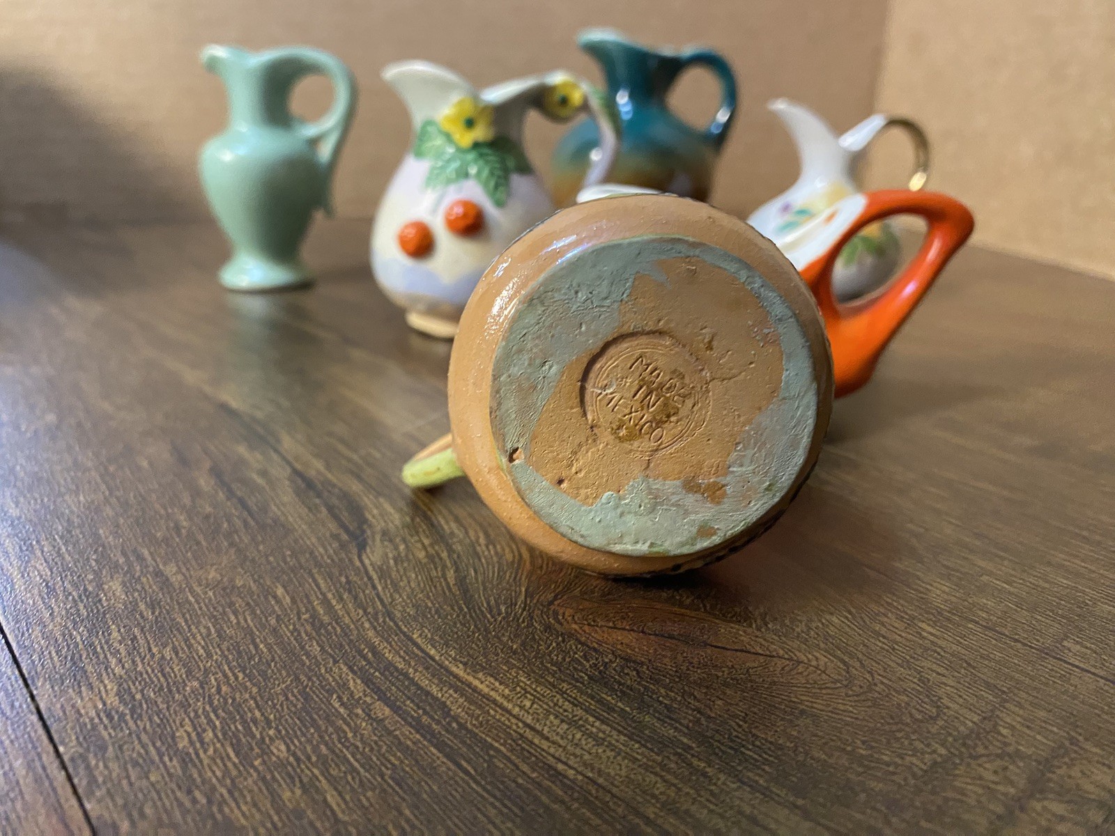 Vintage Lot of 8 Mini Small MCM Pottery Pitchers Ewers Vases Creamers 3.5”-1.5”