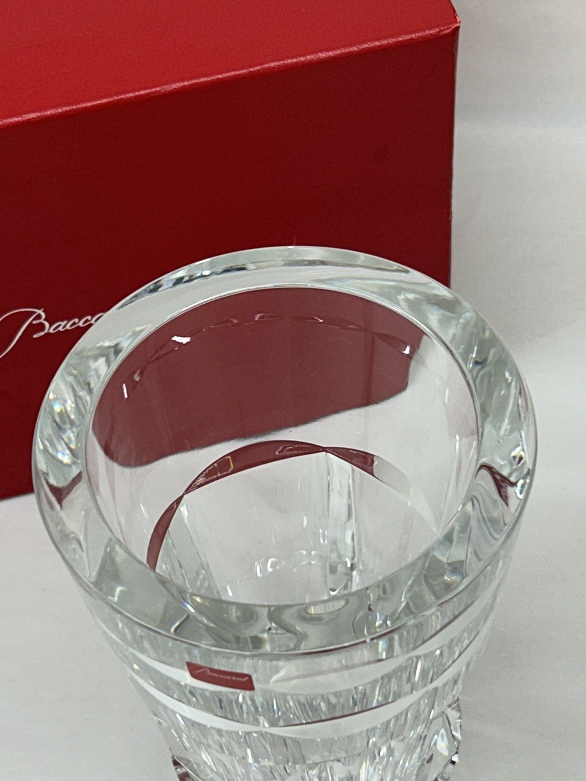 Baccarat Abysse Clear Crystal Flower Vase 8″ with Box