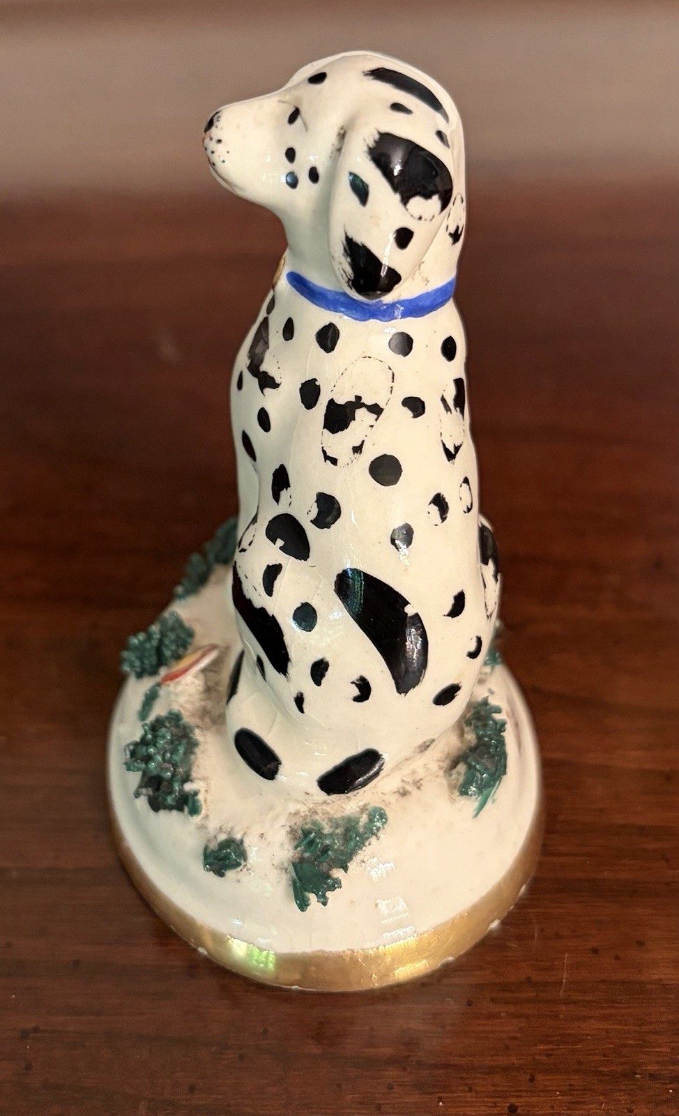 Antique 18th Century Chelsea Porcelain Dalmatian Dog Figurine; Gold Anchor Mark