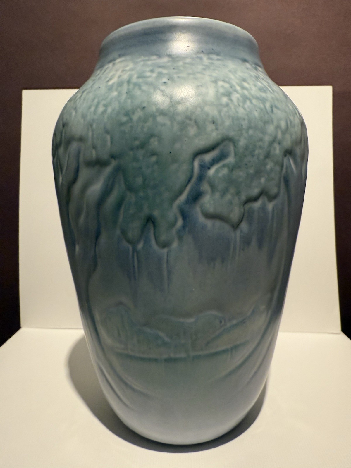 Ephraim Faience Moonlight Landscape Newcomb Style Stamped On Base Kevin Hicks 8”