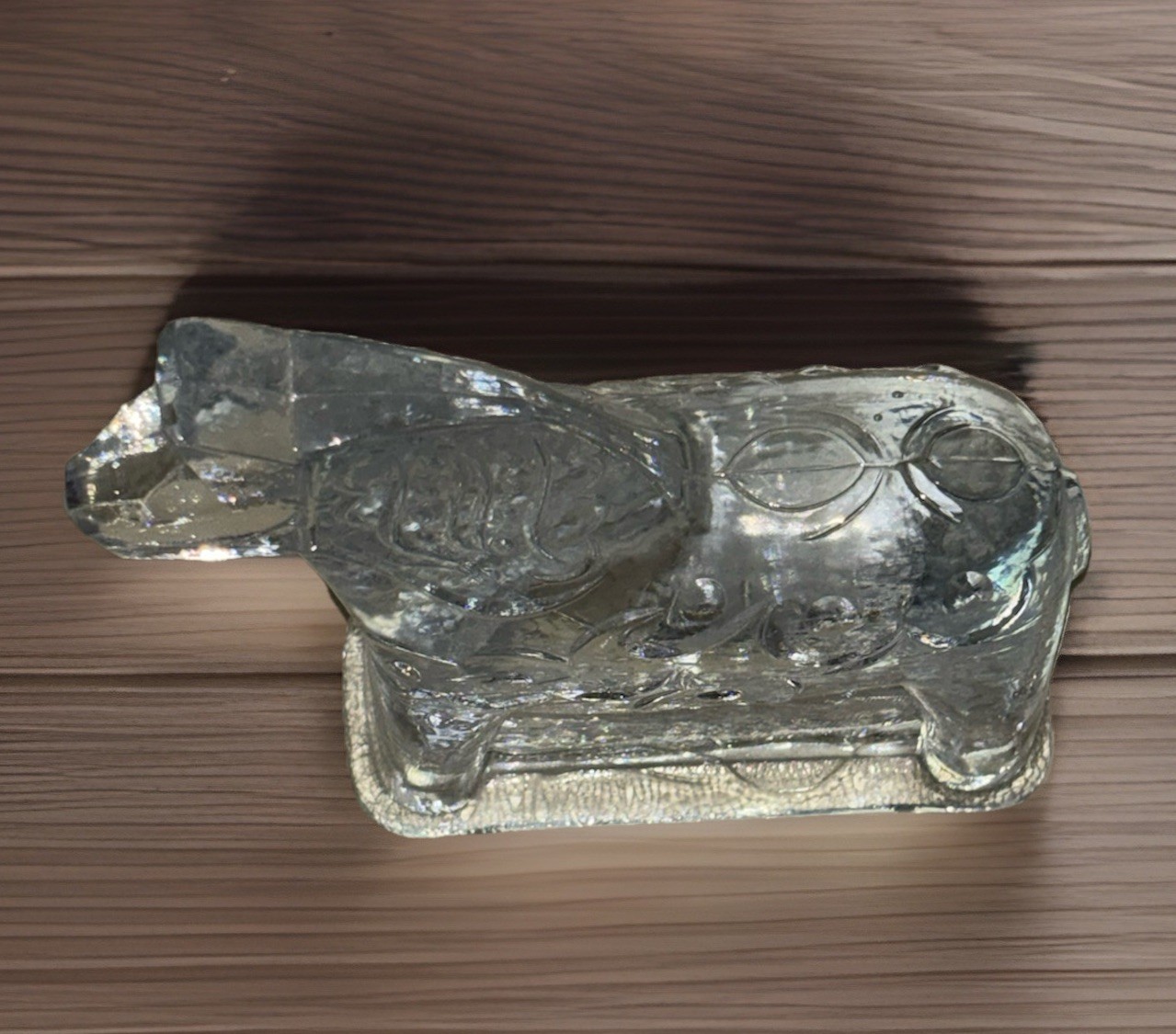 Swedish Lindshammar Sweden Art Clear Glass Dala Horse Paperweight
