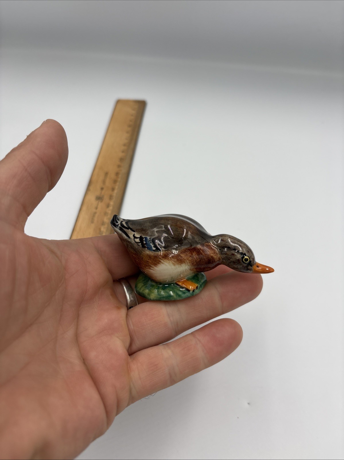 Gort USA Company Mallard Duck Bird Bone China Figurine Signed 59B 3” Long