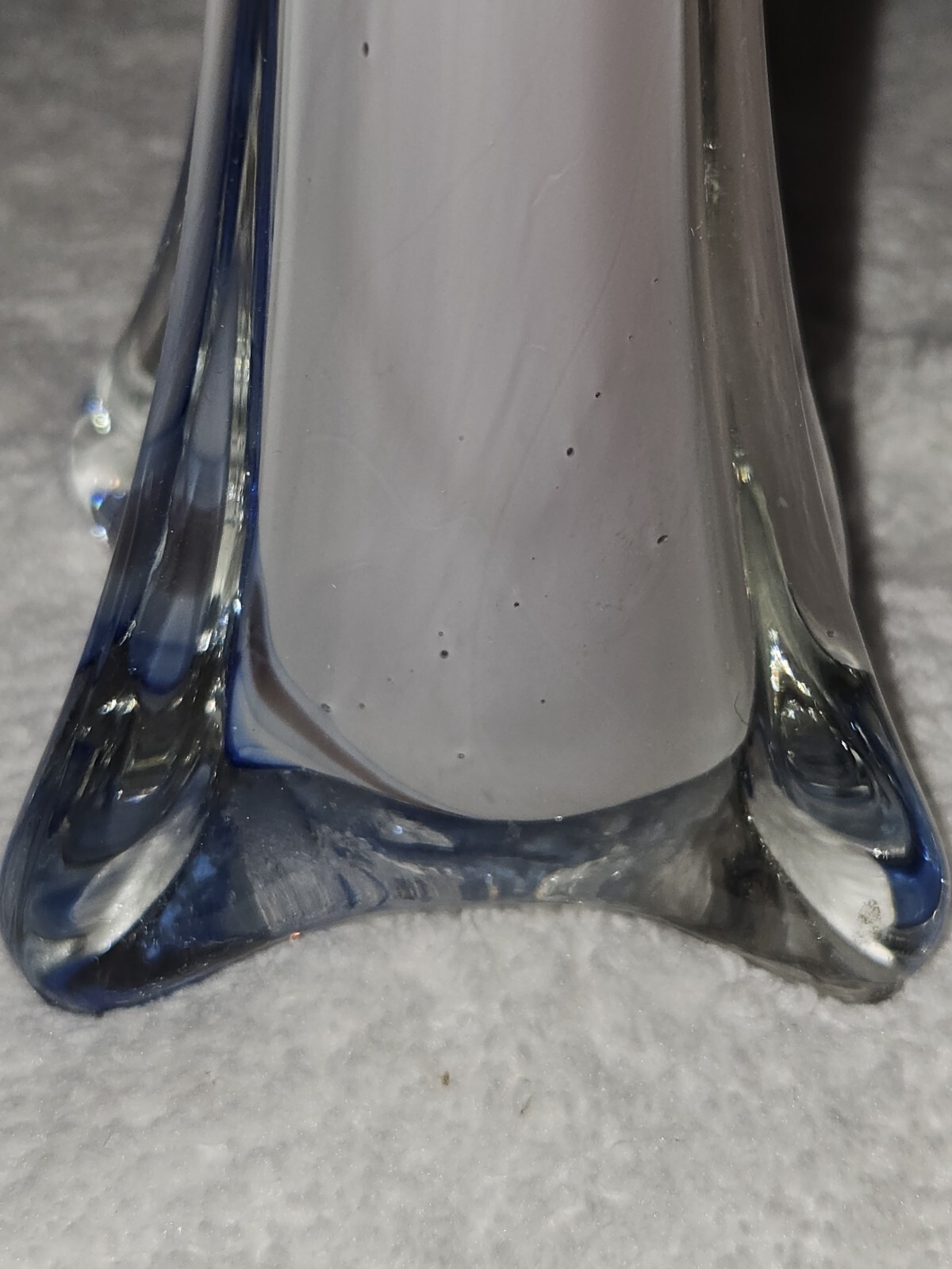 Jack In The Pulpit Vase 7.5″ Amethyst White And Blue Hand Blown Glass Art