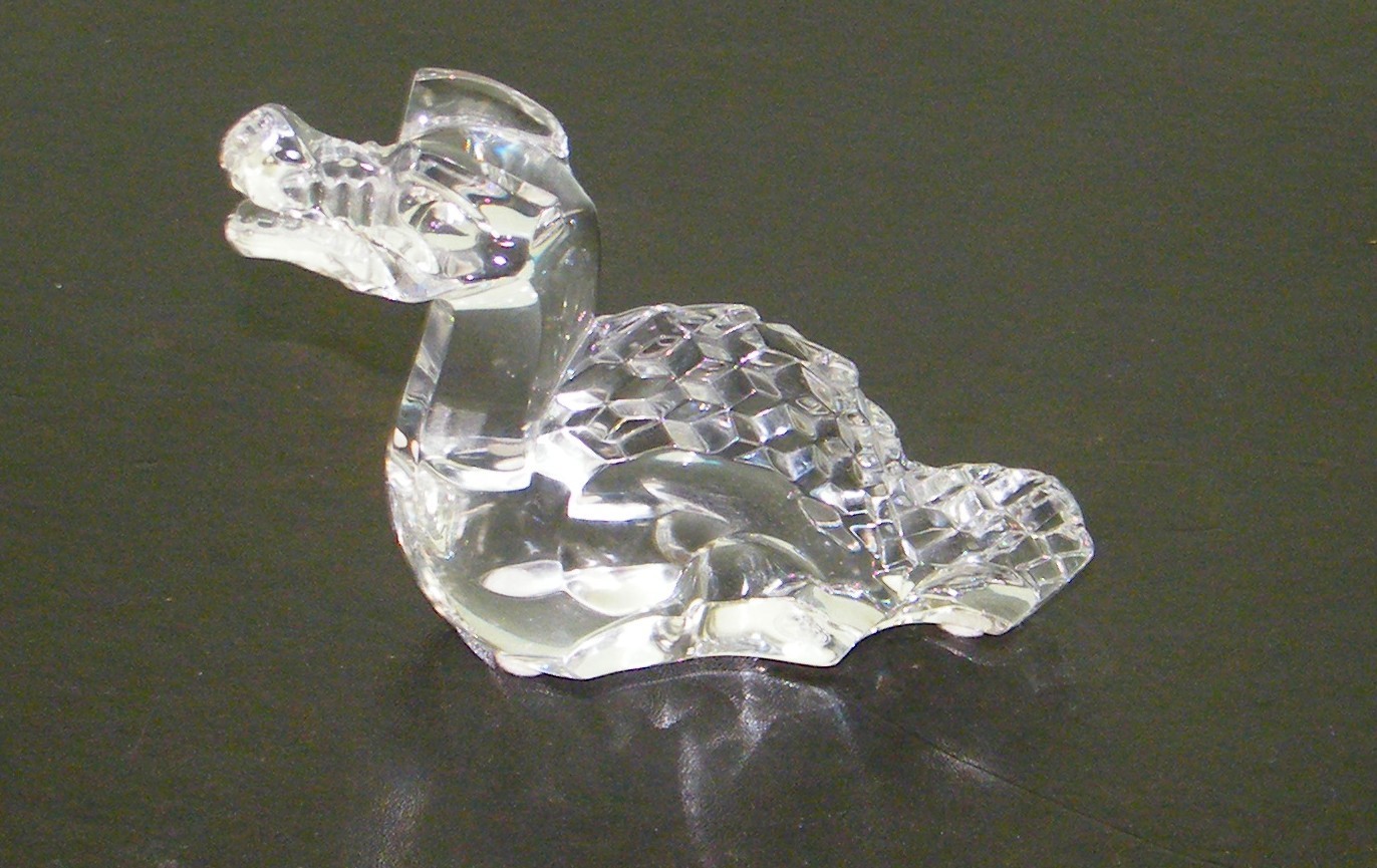 Baccarat France Crystal Dragon, Sea Serpent, Signed And Stamped