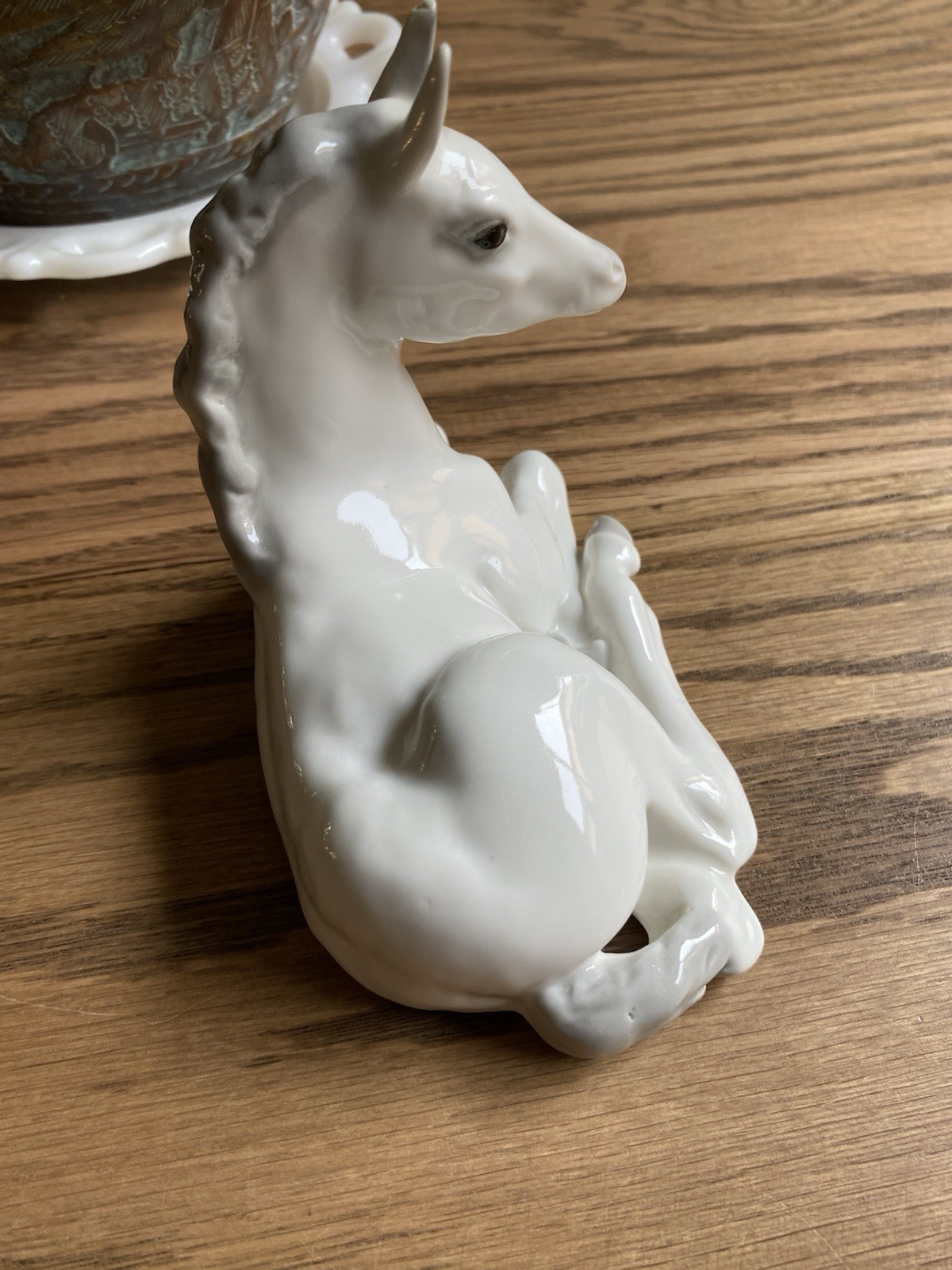 Vintage Lomonosov USSR Porcelain Hand Painted Horse Vintage White Horse Figure