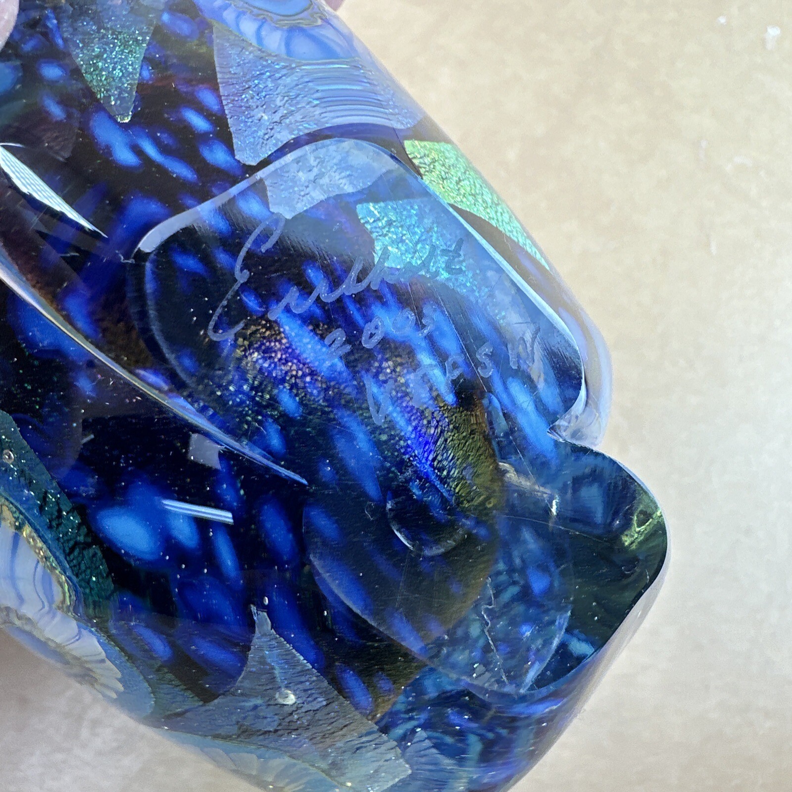 Robert Eickholt 4 5/8” Art Glass Vase 2003 Seascape Anemones 2.9 Lbs – VFFSW