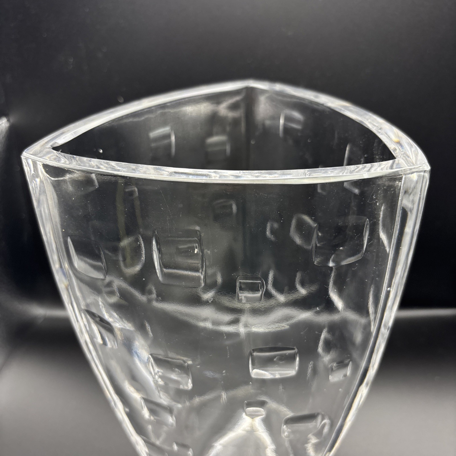 Art Deco Clear Glass Vase 9.75” Stunning Geometric Design