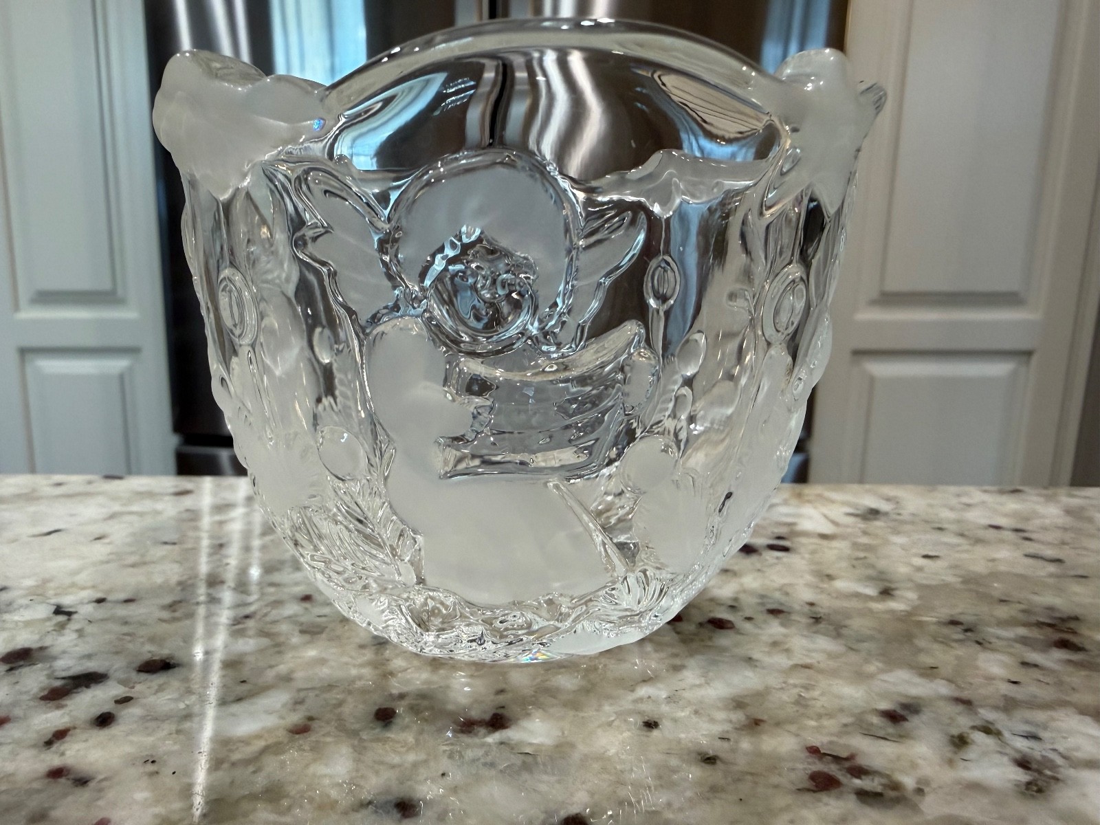 Mikasa Holiday Lights Classics Crystal Votive Candleholder Bowl Angels Cherubs
