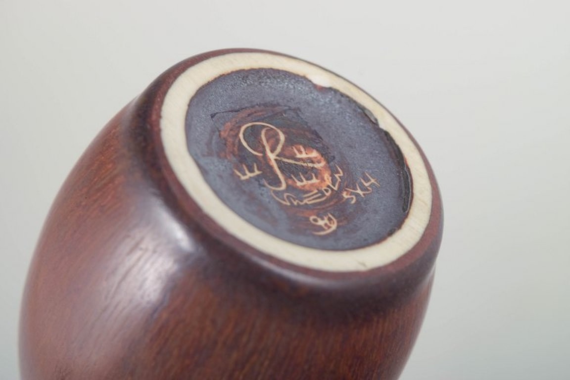 Carl-Harry Stålhane for Rörstrand, Sweden. Elegant stoneware vase. Mid-20th c.