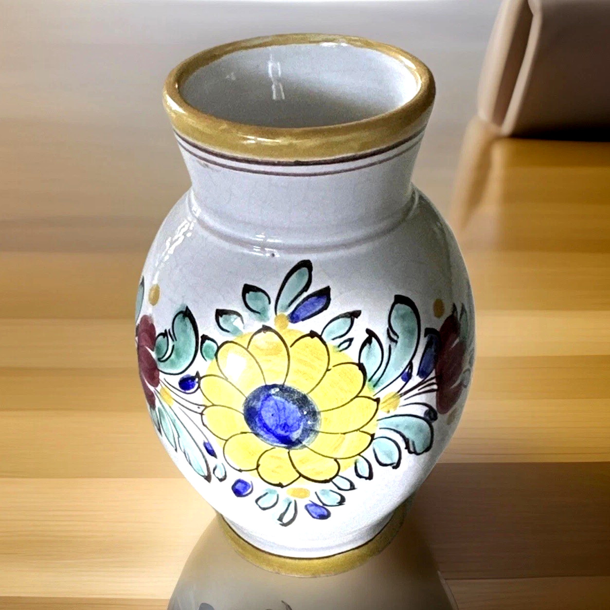 Vintage Slov Keramika Modra Bud Vase Pottery Signed Harvest Fall Flowers 4″
