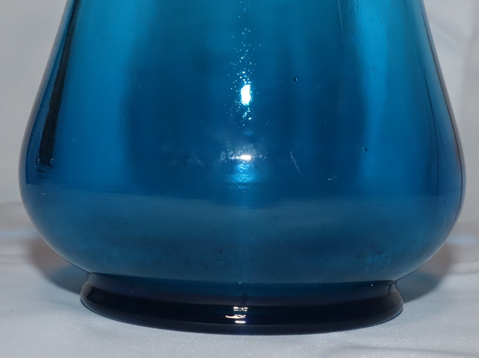 Vintage LE Smith Peacock Blue Swung Smoothie Fat Bottom Vase 19”