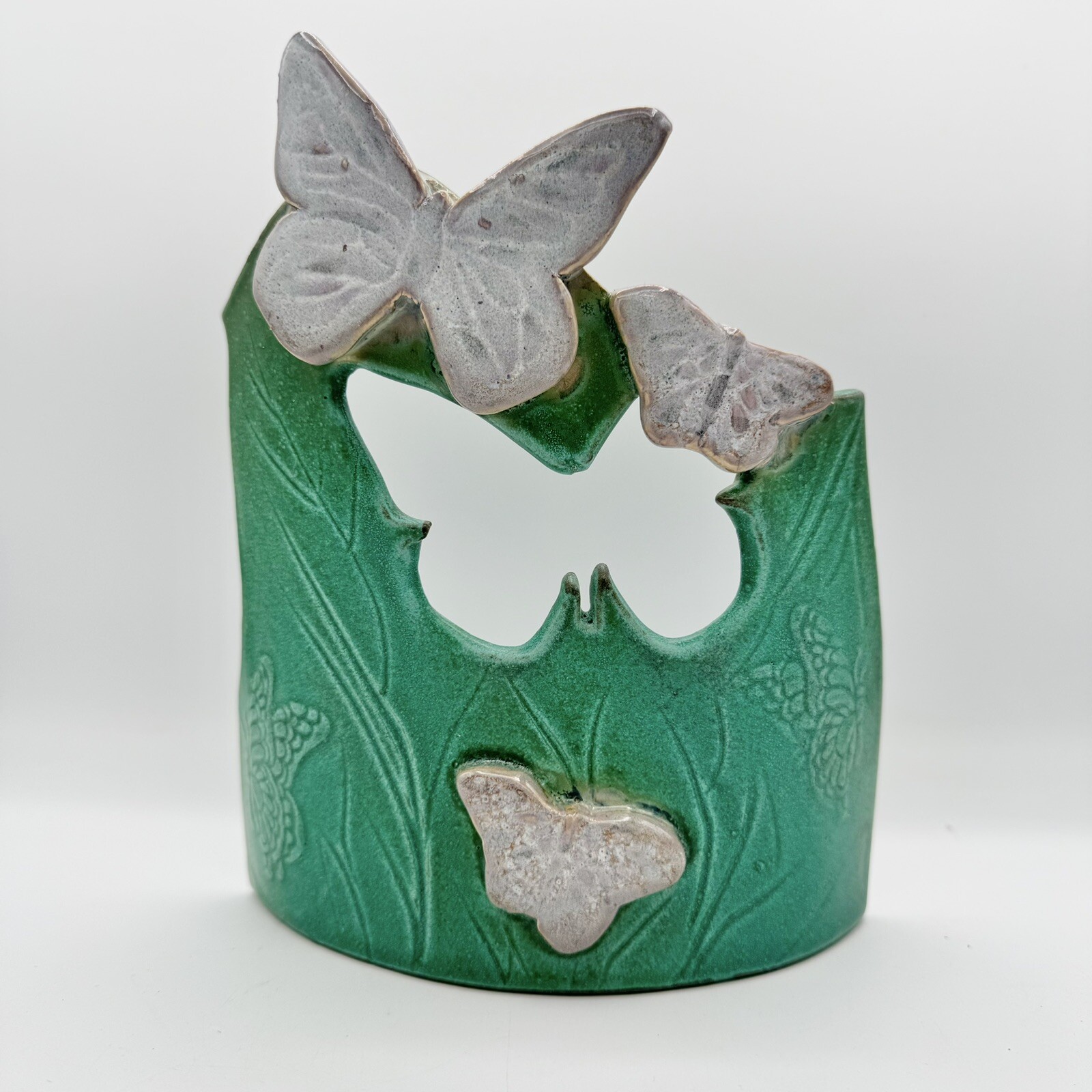 Vintage Whimsical Art Pottery Butterfly Wall Tabletop Ceramic Decor Signed