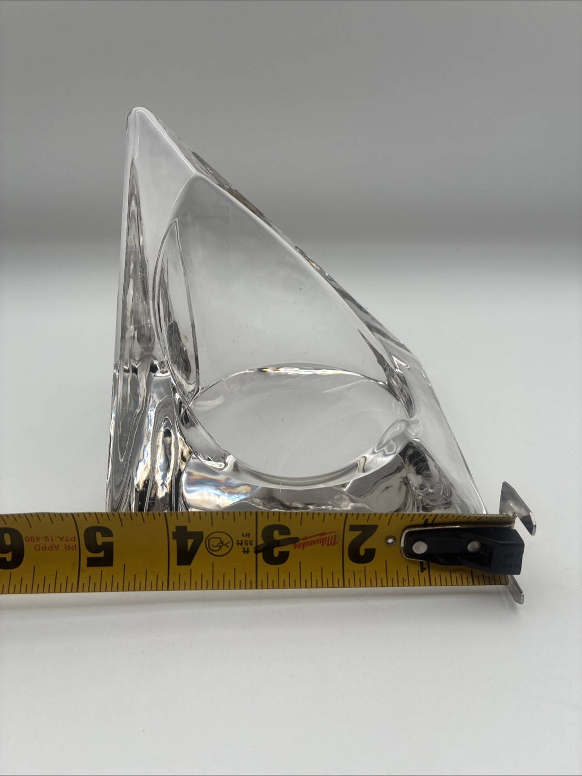 VTG Nybro Art Glass Candle Holder Pyramid By Tord Kjellstrom Sweden MCM