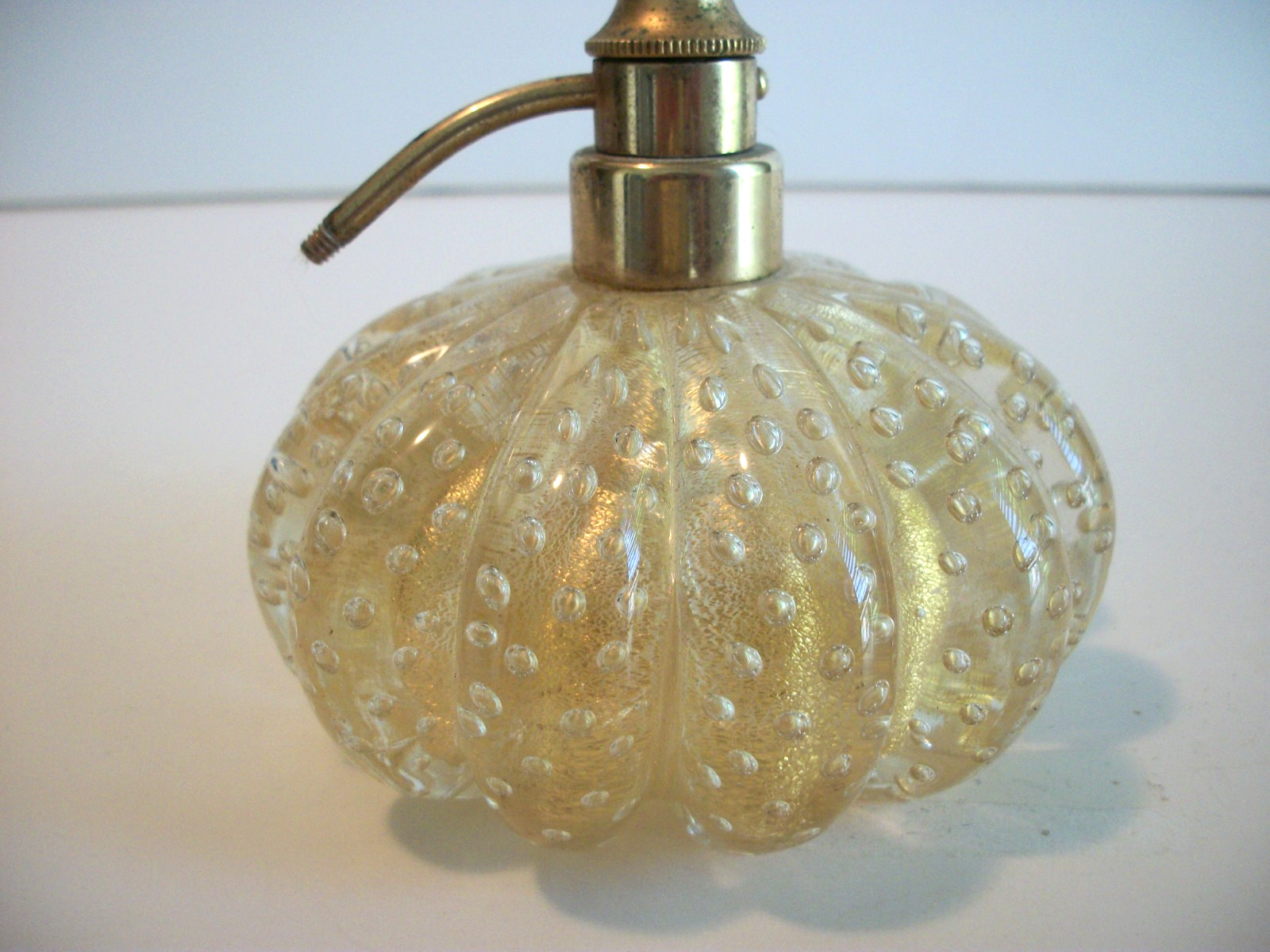Vintage Gold Bubble Glass Perfume Bottle