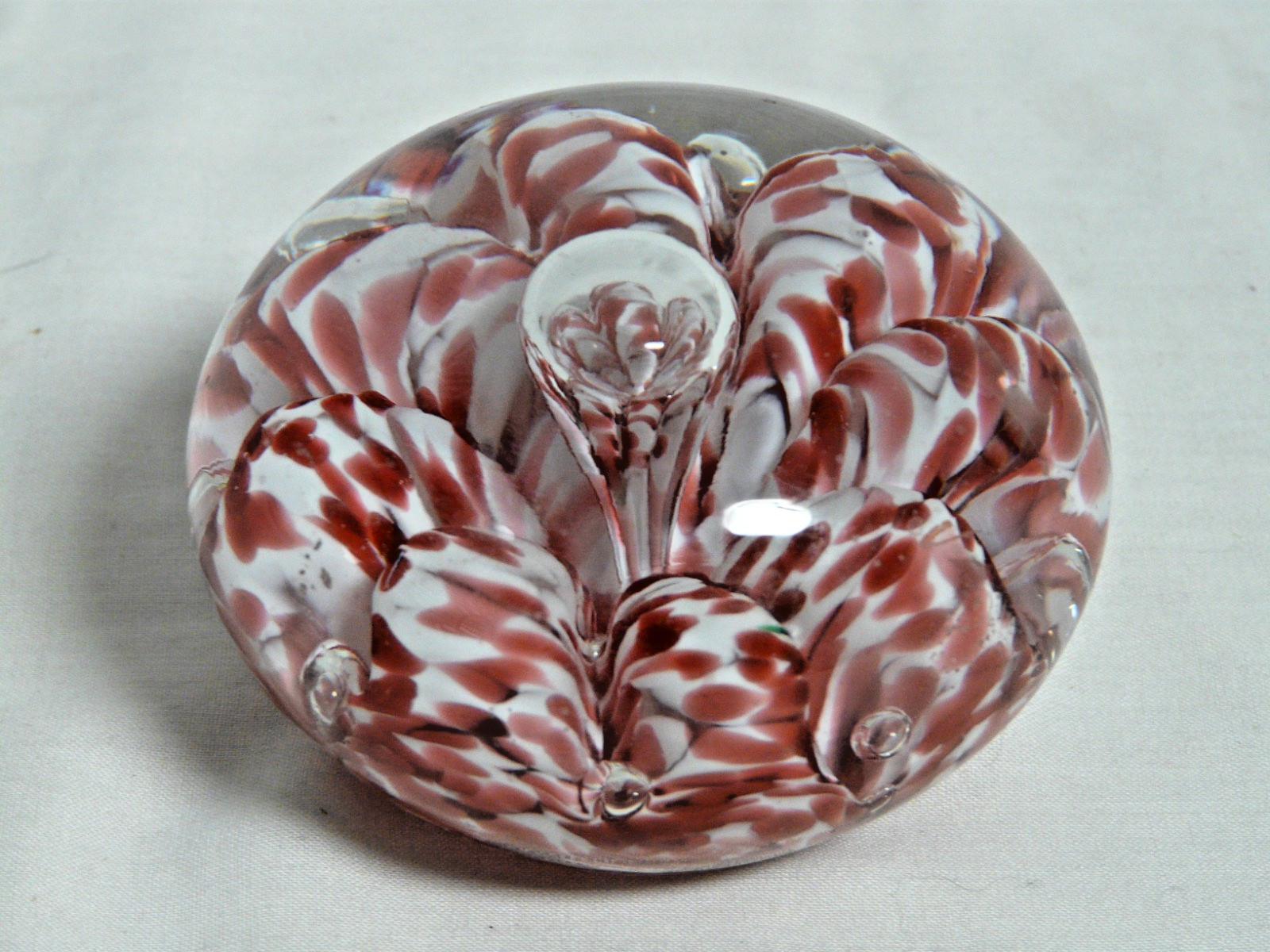 Joe St Clair Swirling Ribbon Red & White (Caged Design) Paperweight