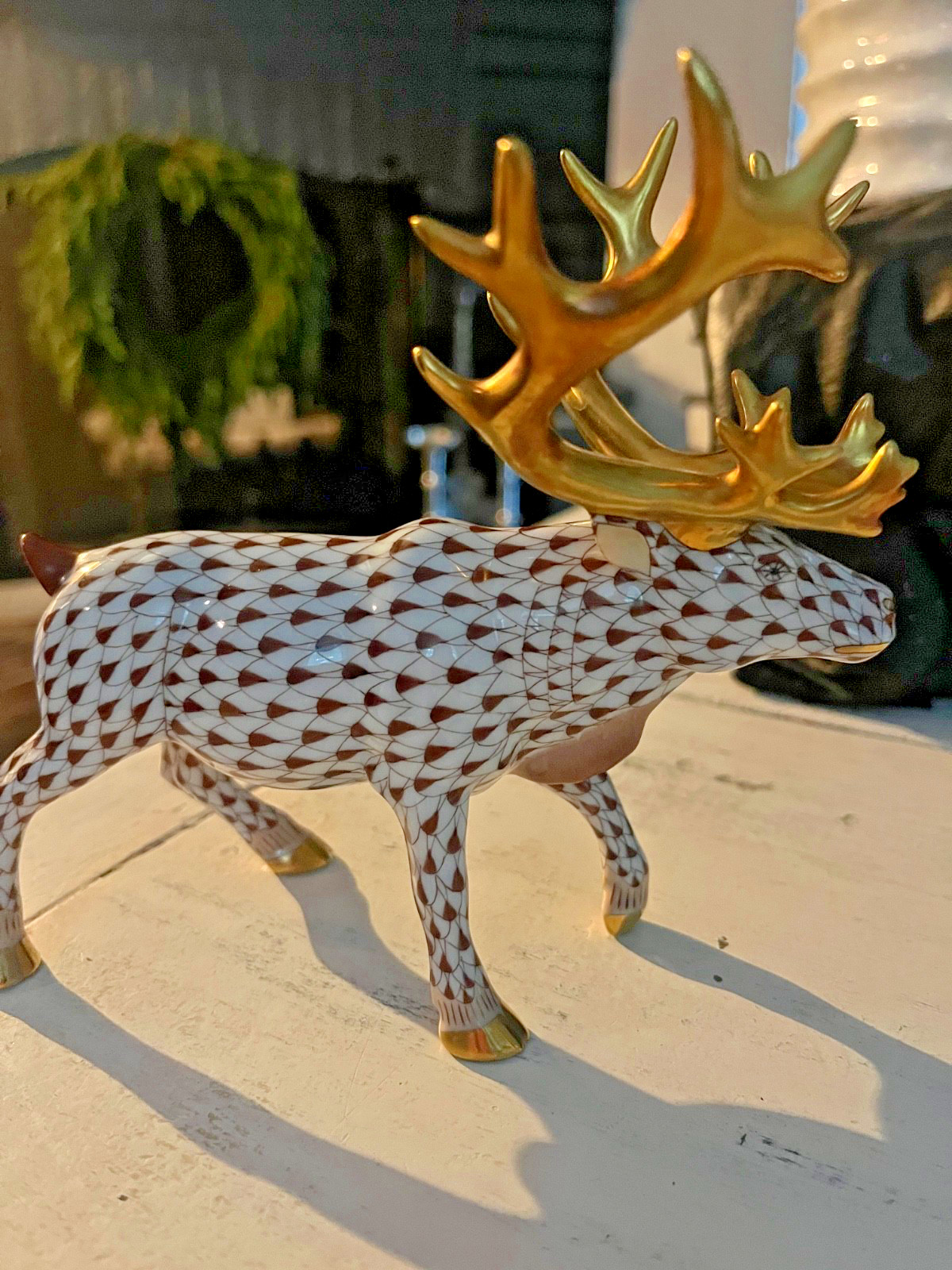 Herend Chocolate Fishnet Moose