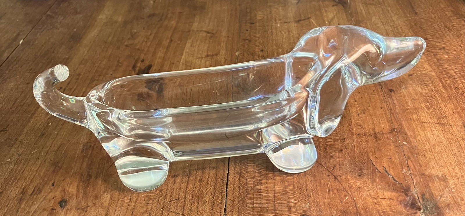 Vintage 60’s Art Vannes Crystal Glass France Dachshund Dog
